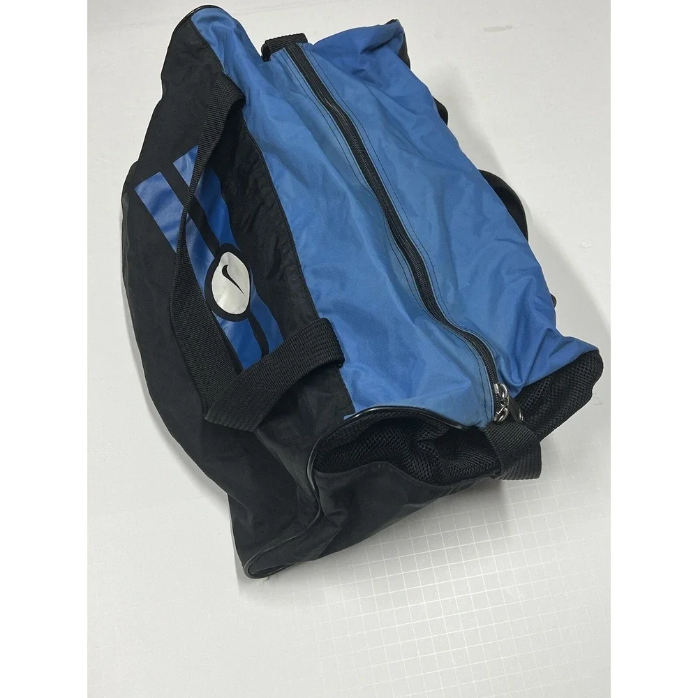 80s 90s Vintage Nike Swoosh Logo Blue Nylon Duffle Gym Bag Tote Color Tag 18